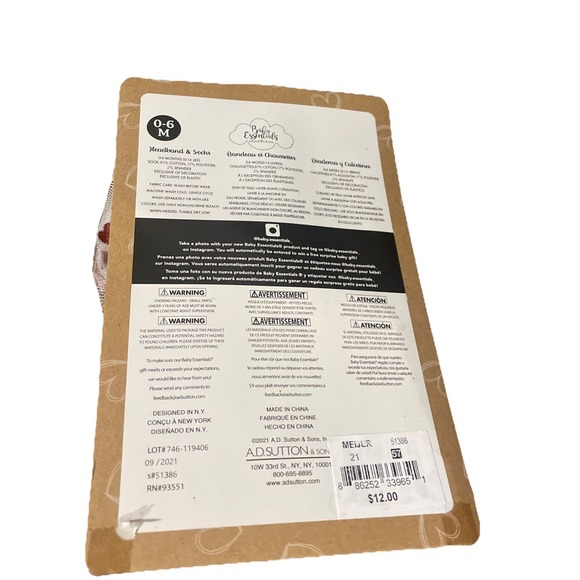 Valentine's Day Baby Girl Socks And Headband Size 0-6M Red White - Picture 3 of 3